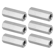 6Pcs M4 x 0.7-Pitch 20mm Length 304 Stainless Steel Coarse Hex Coupling Nut