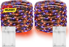 Purple and Orange Halloween Fairy String Lights, 2 Pack Total 40FT 120 LED Coppe