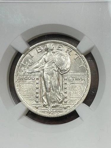 NGC AU55 1923 STANDING LIBERTY QUARTER BRIGHT GREAT LUSTER