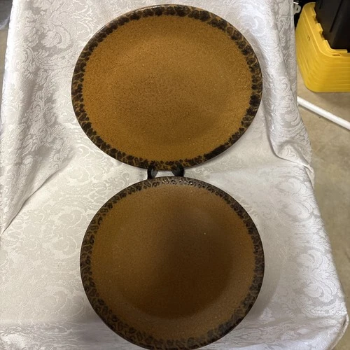 Set of 2 Vintage 1970s McCoy Like Canyon Mesa 12” Dinner Plates Rustic Textured