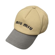 Miu Miu Drill Baseball Cap with Embroidered Logo Sand Marble 25SS 125347076