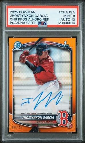 2025 BOWMAN CHROME PROSPECT AUTOS #CPAJGA JHOSTYNXON GARCIA 8/25 PSA 9 AUTO 10