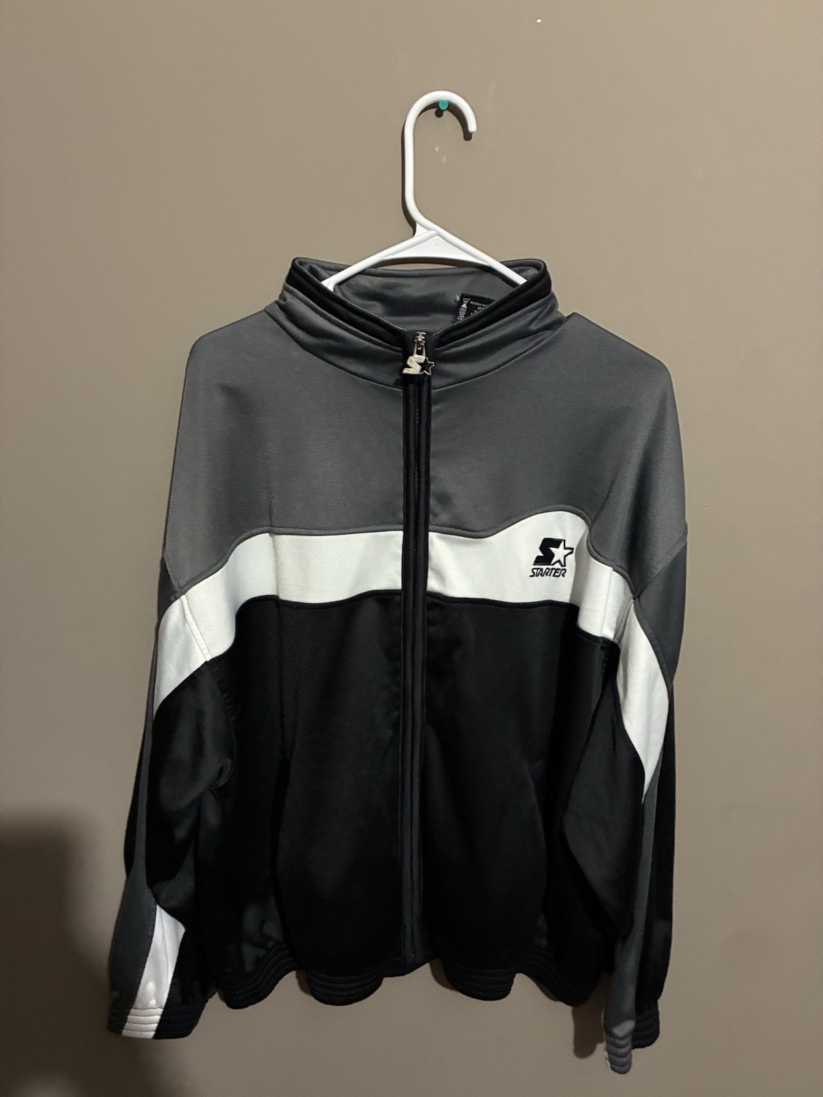 90s Starter Black Polyester Track Jacket Men’s La… - image 1