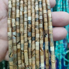 4mm Natural Picture Jasper Cylinder Tubular Disc Spacer Beads for Jewelry Making