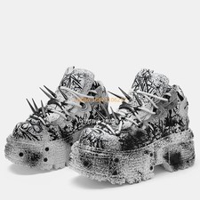 Stivali graffiti uomo donna suola spessa rivetto punk rock street papà scarpe sportive pompa