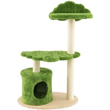 Green 97cm Multi-level Cat Tree with Full Sisal Wrapped Scratching Posts Spaciou