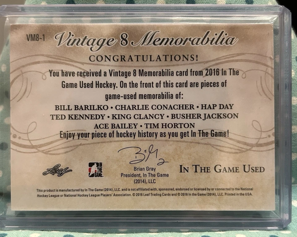 VINTAGE 8 MEMORABILIA 2016 Leaf In The Game Used Hockey Relics 3/3 Toronto Leafs - Image 2 of 4