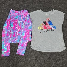 Girls Shirt Lot Medium 10/12 Adidas Soccer  Penelope Mack Two Piece Top Set