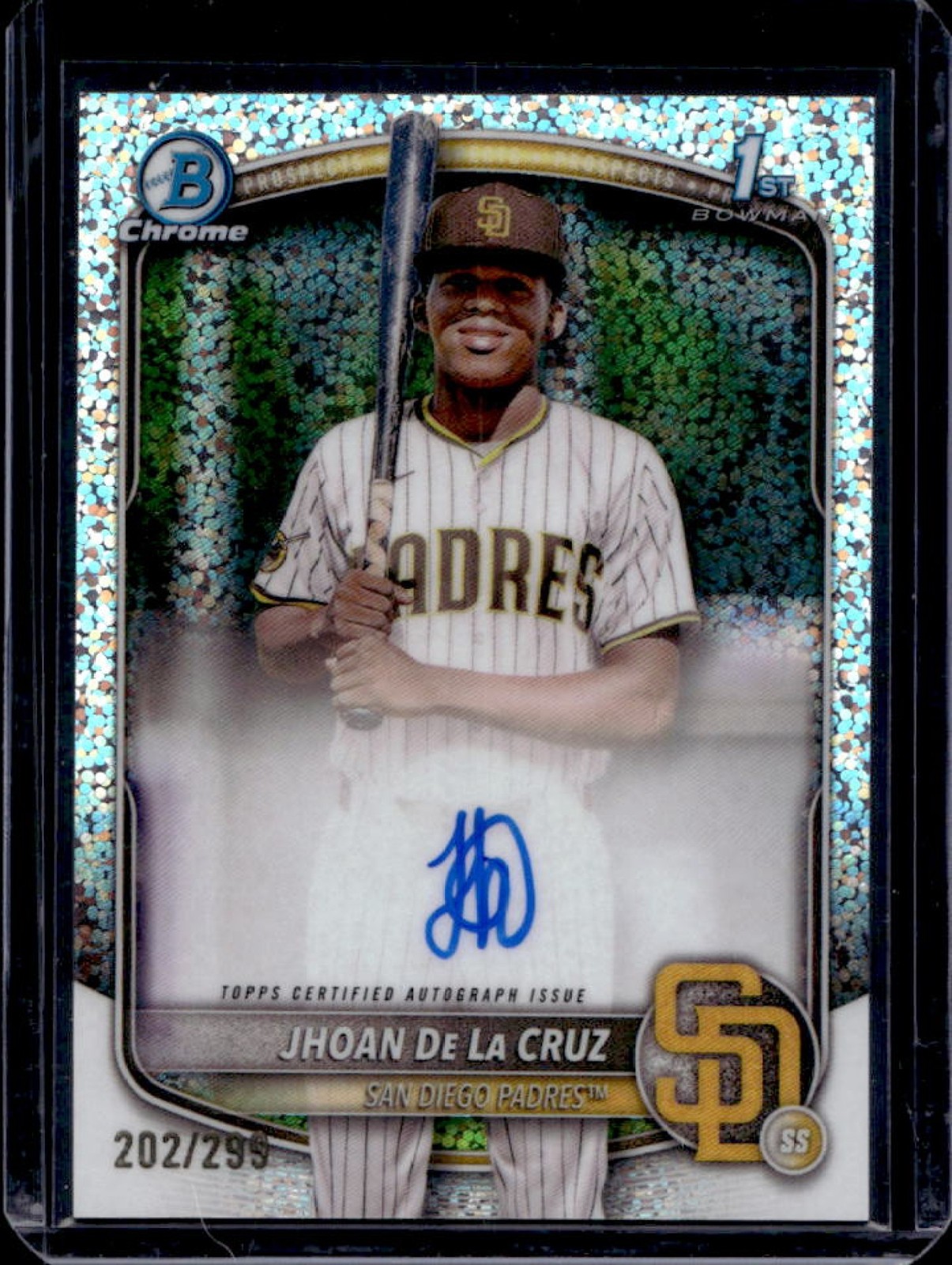 2025 Bowman Chrome Jhoan De La Cruz Auto Speckle Refractor 1st #202/299