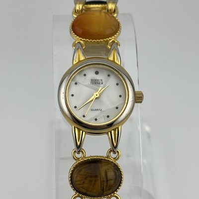 Vintage Bijoux Terner Scarab Watch Women 22mm Gold Case MOP 6.25''- New Battery