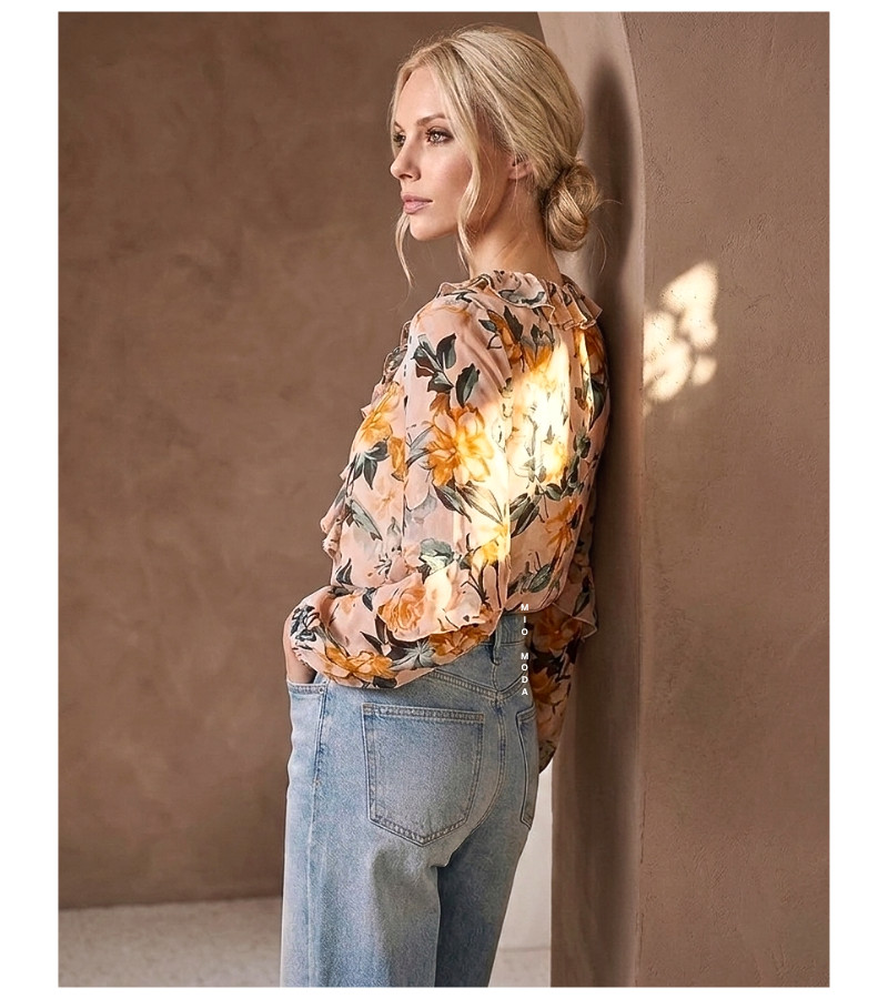 FOREVER NEW 8 XS Floral Ruffle Detail Bodysuit Blouse
