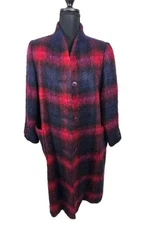 Vintage Petite Rice Coat Mohair & Wool Plaid Women's Trenchcoat Read For Msrmnts