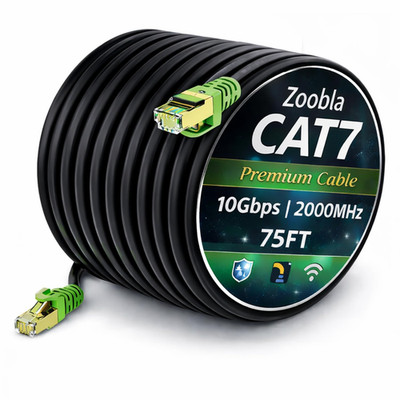 Cat7 SFTP Ethernet Patch Cord 7Ft   100% Pure Copper LAN Cable, Double Shielded 