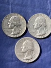 1946-P, D, S, WASHINGTON QUARTER'S 90% SILVER