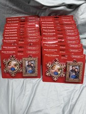 Lot Of 23 Instant Gifts Christmas Photo Ornaments, Wooden Snowflake  Square Set