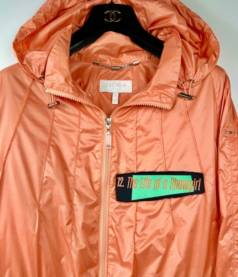 Escada Taylor Swift TLOAS Showgirl оранжевый Bomber нашивка куртка 38 40 8 10 CD M L - Изображение 3 из 4