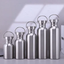 Stainless Steel Water Bottle with Lid - Single Wall Big Mouth Drinkware