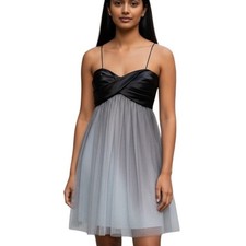 XSCAPE By Joanne Chen 2008 Black Grey Ombre Sparkle Tulle Strapless Dress Sx 14
