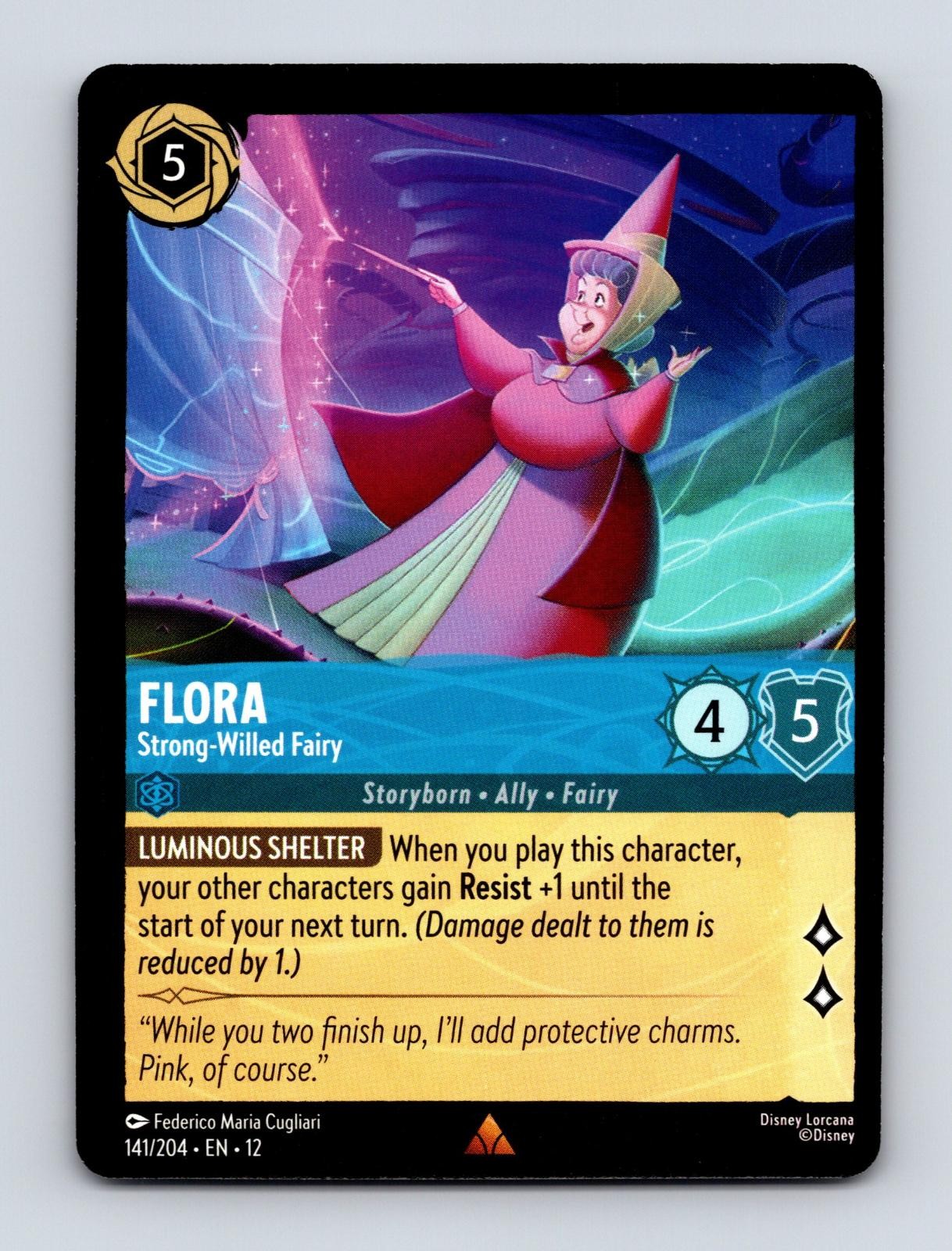 FLORA - STRONG-WILLED FAIRY 141/204 RARE WILDS UNKNOWN LORCANA NM