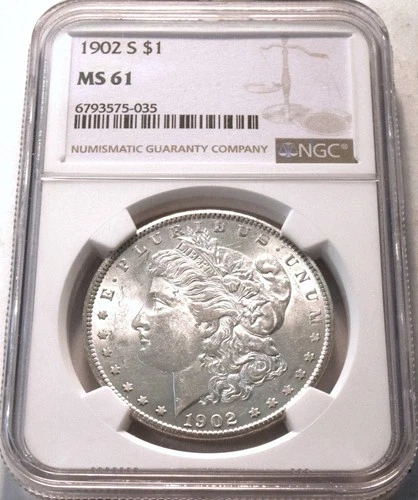 1902 S $1 NGC MS 61 Morgan Silver Dollar Better Semi-KEY Date Uncirculated Coin