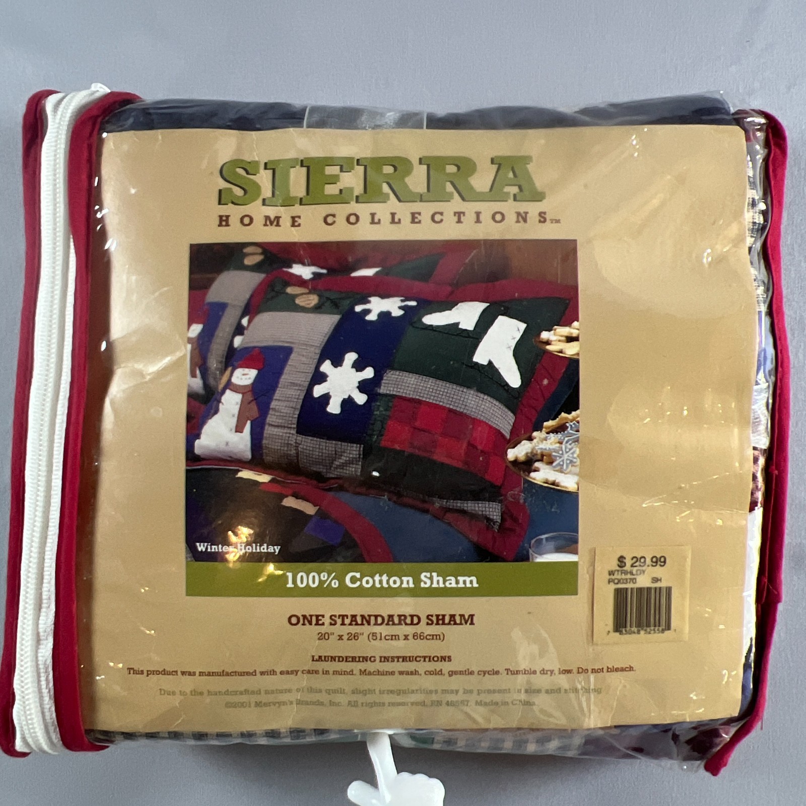 Sierra Home One Standard Sham Multicolor 100% Cotton Winter Holiday (20" X 26")