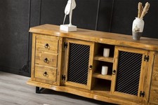 Credenza grande in legno massello marrone credenza con ripiani lowboard