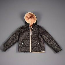 Michael Kors Girls Jacket 14 Puffer Black And Pink With Metallic Trim And Zipper