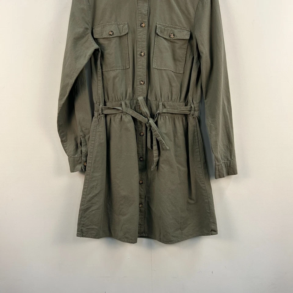 H&M Divided Girls 8 Shirt Dress Green Woven Cotton Button Long Sleeve 21651 - Image 2 of 4