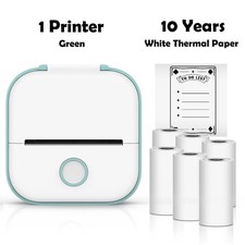Green T02 Mini Portable Bluetooth Thermal Printer Sticker Photo Maker Machine