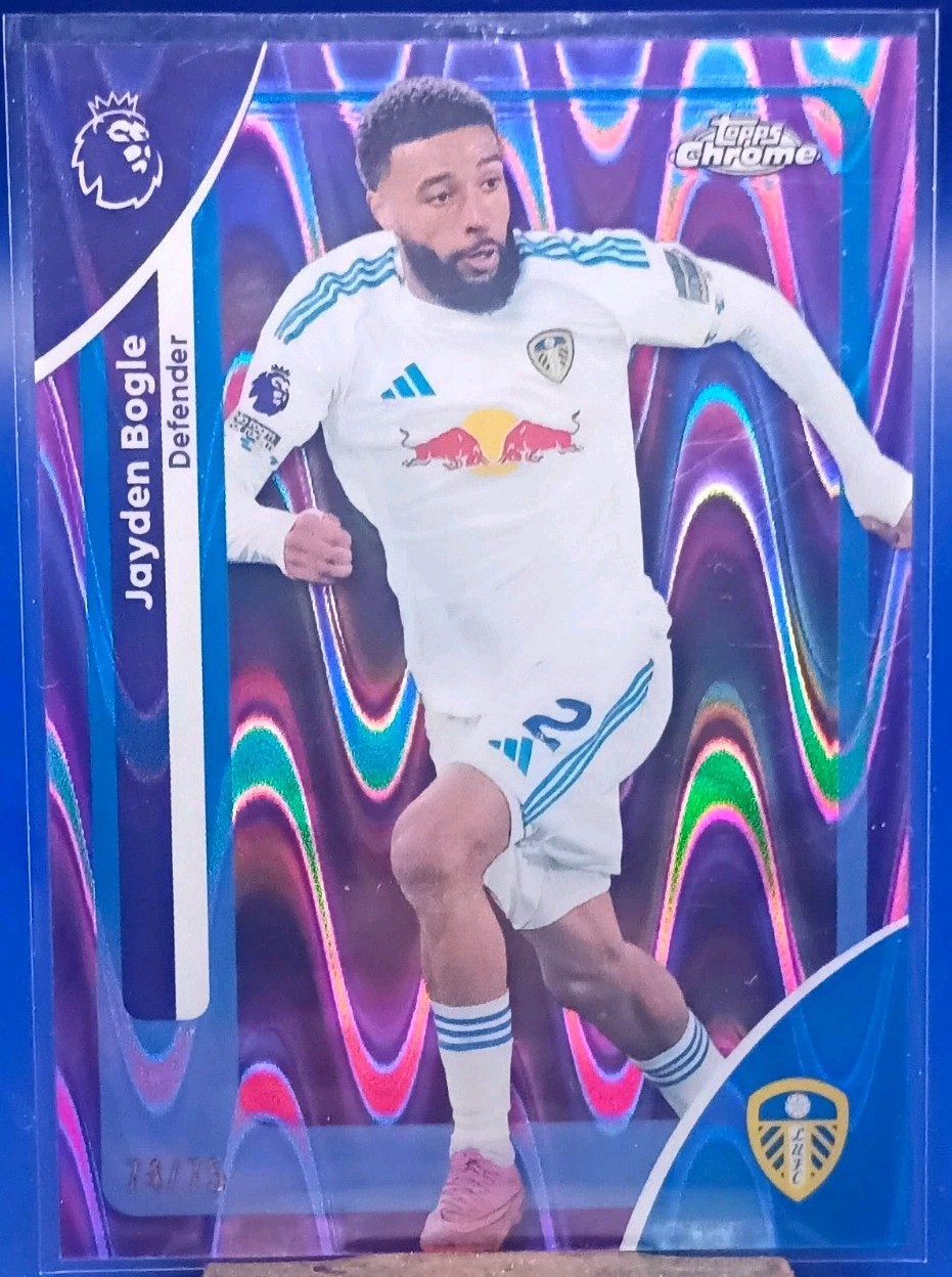 2026 Topps Chrome Premier League Purple Raywave Jayden Bogle 74/75 #108