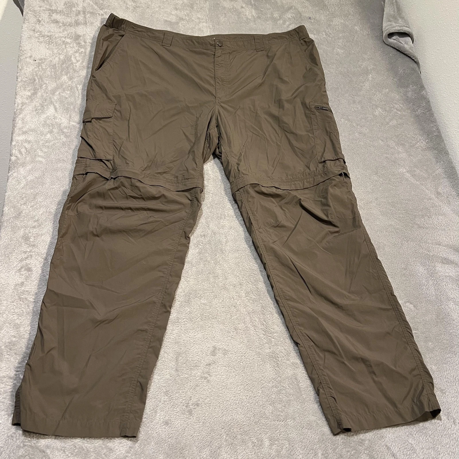 Columbia Silver Ridge Pants Mens 52x33 Brown Convertible Cargo Hiking Nylon