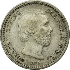 [#150318] Coin, Netherlands, William III, 5 Cents, 1868, AU, Silver, KM:91