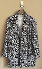 Chicos Collection Jacket Blazer Print Textured Open Zipper Size 3 16 18 XL