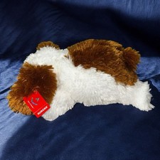 Aurora Stuffed Plush Puppy Dog Murphy White Brown Spot Chubby Beanbag Shaggy 12  