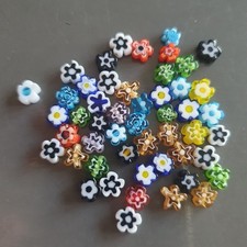 50 Perles en verre millefiori Fleur multicolores Bijou Accessoire Collier