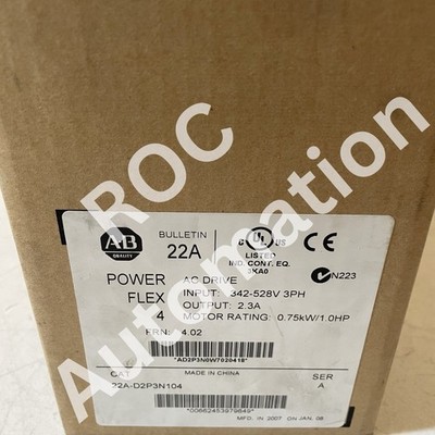 New Sealed Allen Bradley 22A-D2P3N104 Ser A PowerFlex 4 480V 2.3A AC Drive