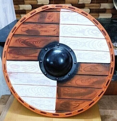 24 Inch Antique Battle Warrior Viking Designer Wooden Round Shield Armor