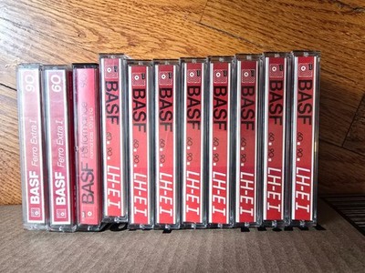Lot Of 11 BASF LH-EI and Ferro Extra II Used Cassette Tapes Used Sold As Blanks