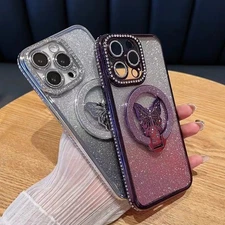 Capa para iPhone 17 16 15 14 cover mariposa MagSafe proteção de anti-riscos