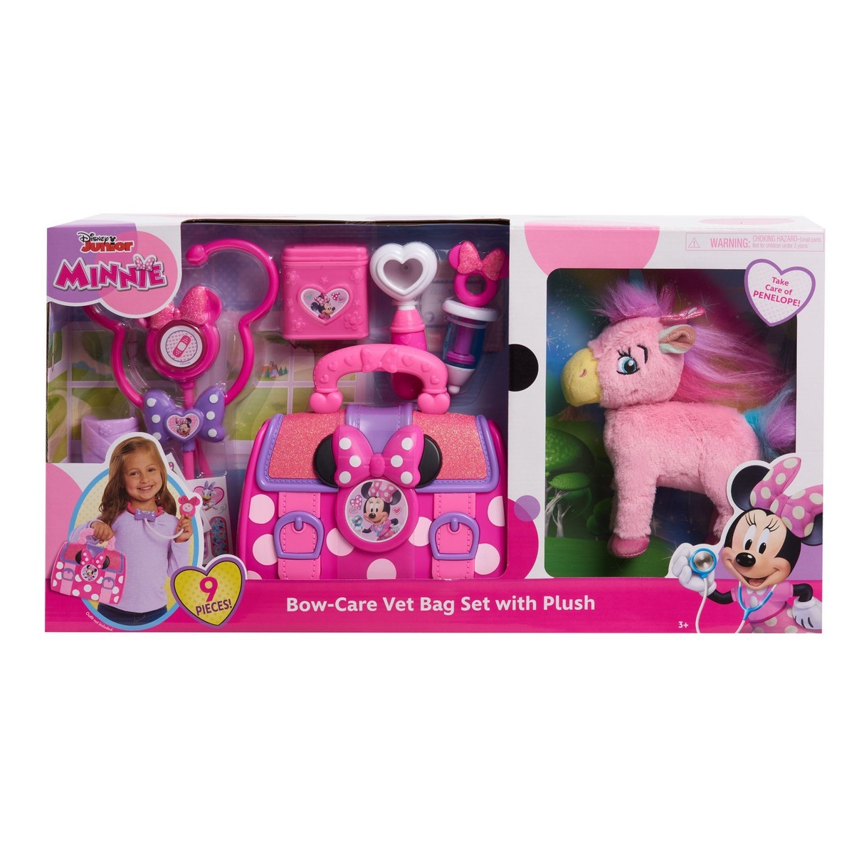 Just Play Disney Minnie Mouse Bow-Care 9 pc Vet Bag Set with