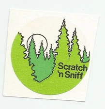 Vintage: 3M  Scratch & Sniff Sticker -  PINE TREES 