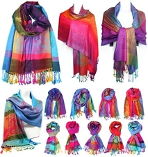 Elephant Scarf Peacock Paisley Colorful Silk Pashmina Scarf Shawl Wrap