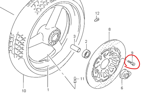 Suzuki Bandit 1200 Titan Scheibenschraubensatz vorne 96-05 GSF1200 Ti Rotorschrauben - Bild 2 von 5