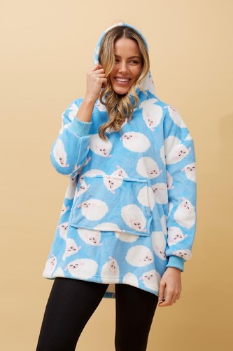 Hooded Blanket Big Hoodie Soft Warm Wearable Blanket Sleepwear for Adult & Kids - Picture 25 of 27