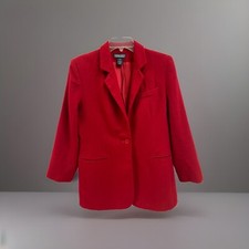 Lands End Sz 8 Jacket Wool Cashmere Red Blazer, City, Career, Office,, Business