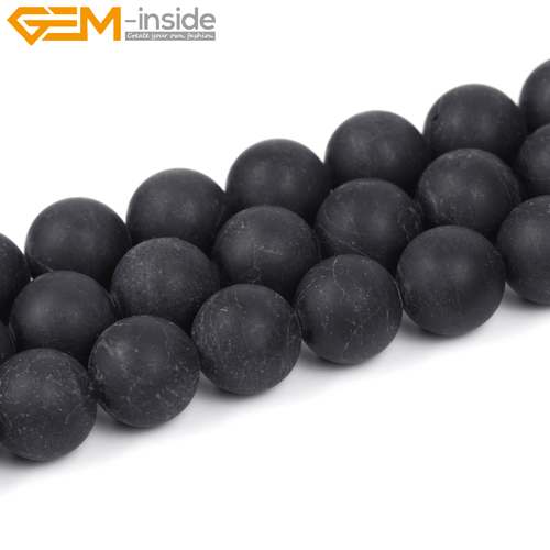 Natural Gemstone Frost Matte Black Tourmaline Loose Beads For Jewelry Making 15" - Picture 17 of 43