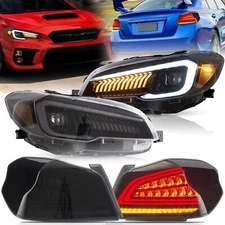 VLAND LED Projector Headlights+Smoked Tail Lamp For 2015-2021 Subaru WRX STI