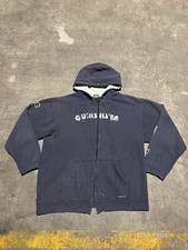 Vintage Y2K Quicksilver Hoodie Zip up Large XL Distressed Spellout