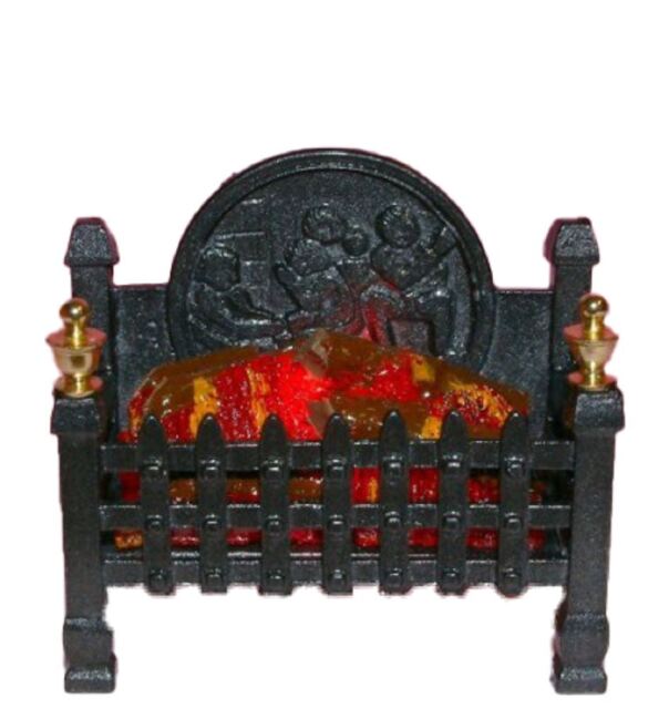 Puppenhaus Regal Leuchtendes Brennholz Feuer Miniatur Kamin Zubehör 12V