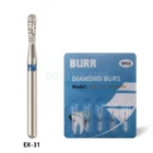 100 PCS EX-31 Blue Standard/Medium Diamond Burs for Dental High Speed Handpiece